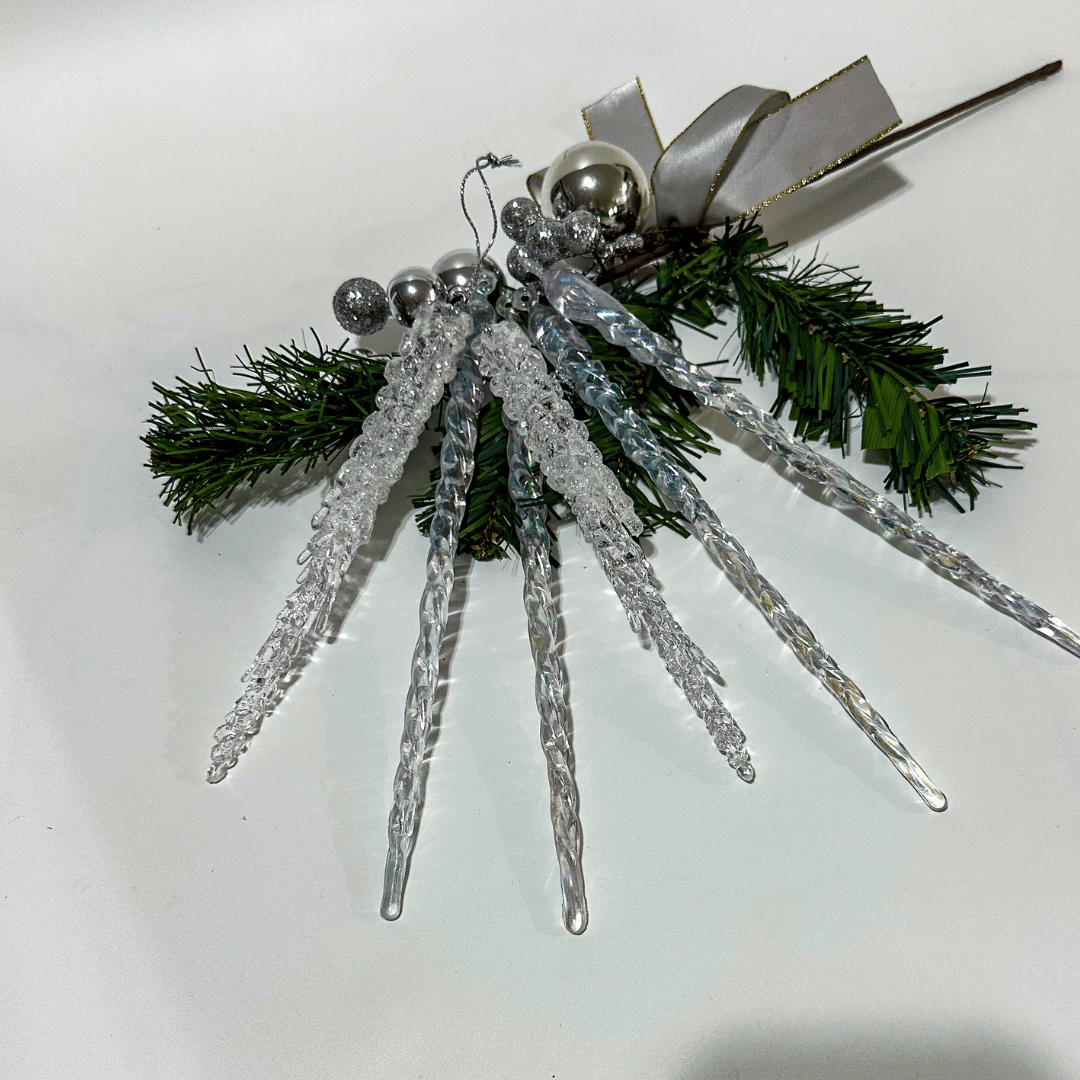 Frosted  icicle ornament, snowdrop icicle decoration, clear acrylic Christmas ornament