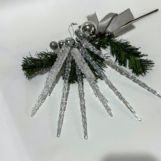 Frosted  icicle ornament, snowdrop icicle decoration, clear acrylic Christmas ornament