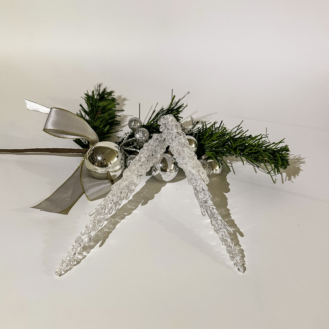 Frosted  icicle ornament, snowdrop icicle decoration, clear acrylic Christmas ornament