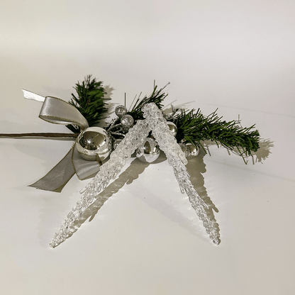 Frosted  icicle ornament, snowdrop icicle decoration, clear acrylic Christmas ornament