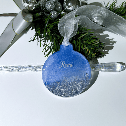 Personalised Initial & Name Christmas ornament. (Gold or Silve leaf)