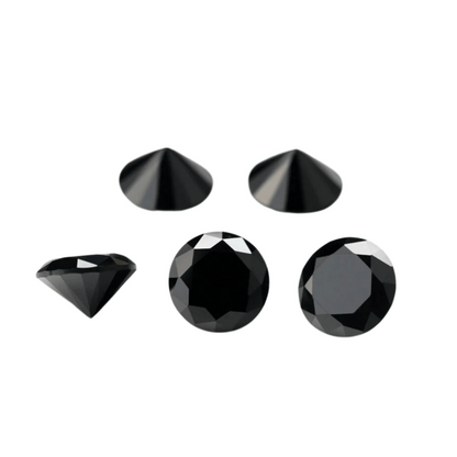 Black round cubic zirconia crystal.