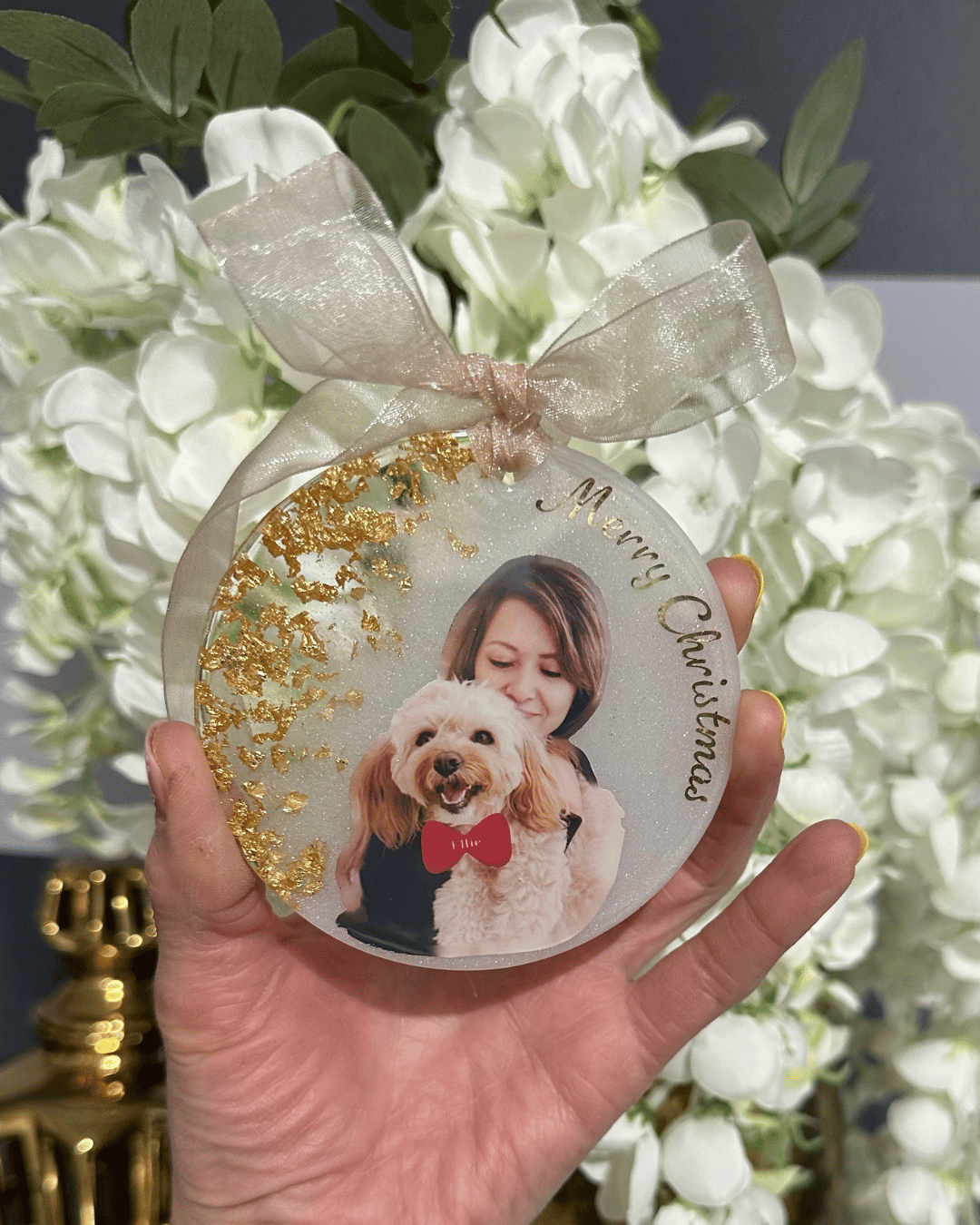 Personalised Pet Portrait Christmas Tree ornaments, for both pets and their owners.