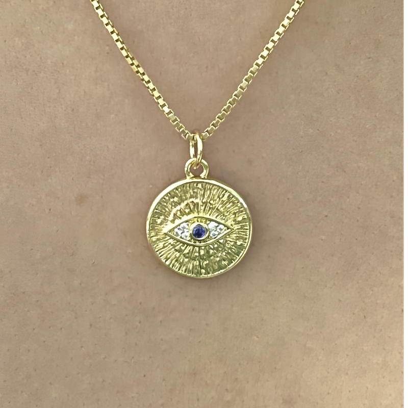 Evil Eye Pendant 18k Gold Necklace