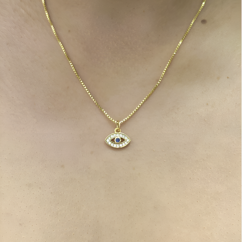 Evil Eye Pendant 18k Gold Necklace