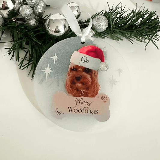 Personalised Pet Portrait Christmas Tree Ornament, for dogs and cats.