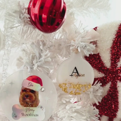 Personalised Pet Portrait Christmas Tree Ornament, for dogs and cats.