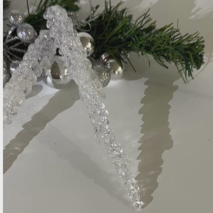 Frosted  icicle ornament, snowdrop icicle decoration, clear acrylic Christmas ornament