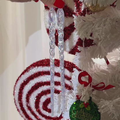 Frosted  icicle ornament, snowdrop icicle decoration, clear acrylic Christmas ornament