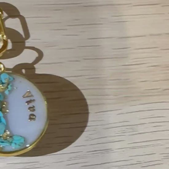 turquoise and gold  dog ID tag