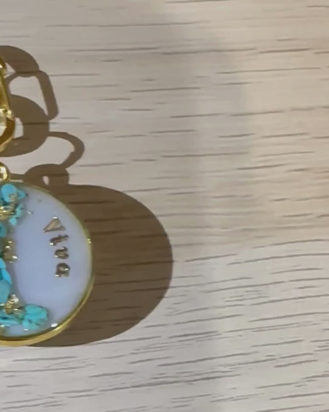 turquoise and gold  dog ID tag