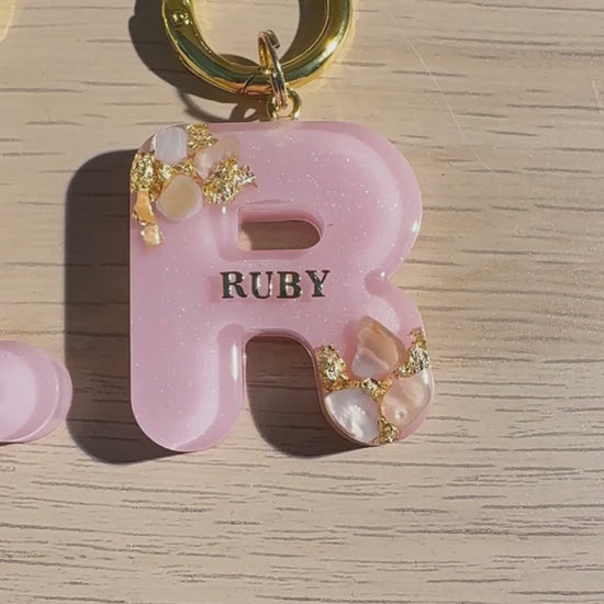 pink glitter pet ID tag