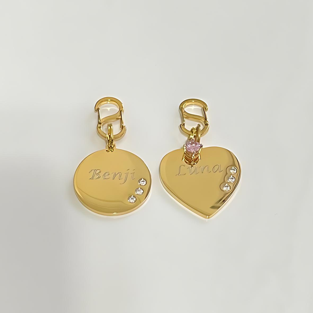 Gold pet tag top
