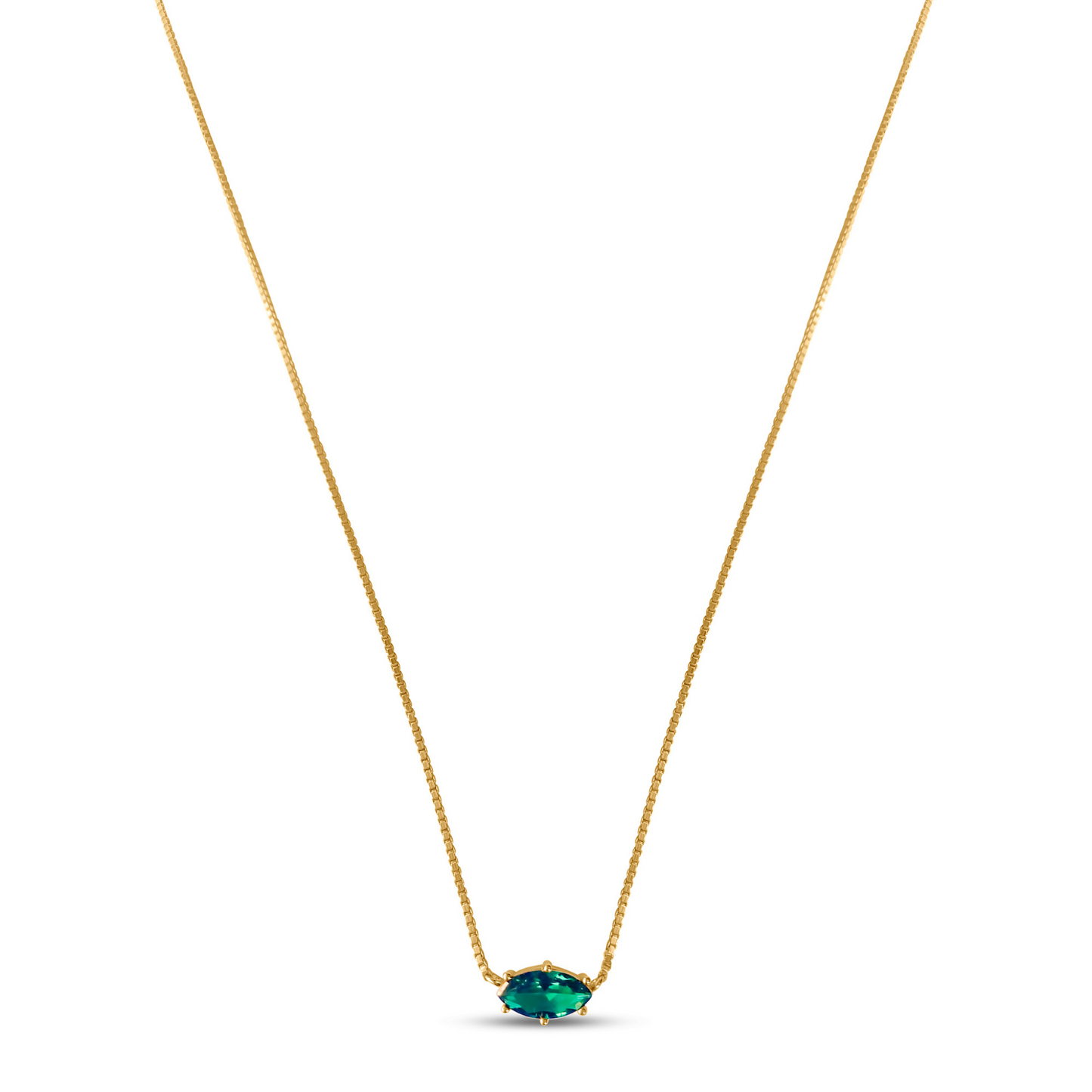 Trending Tails, Adina Green Pendant Necklace, 925 Sterling Silver and 18k Gold Plated