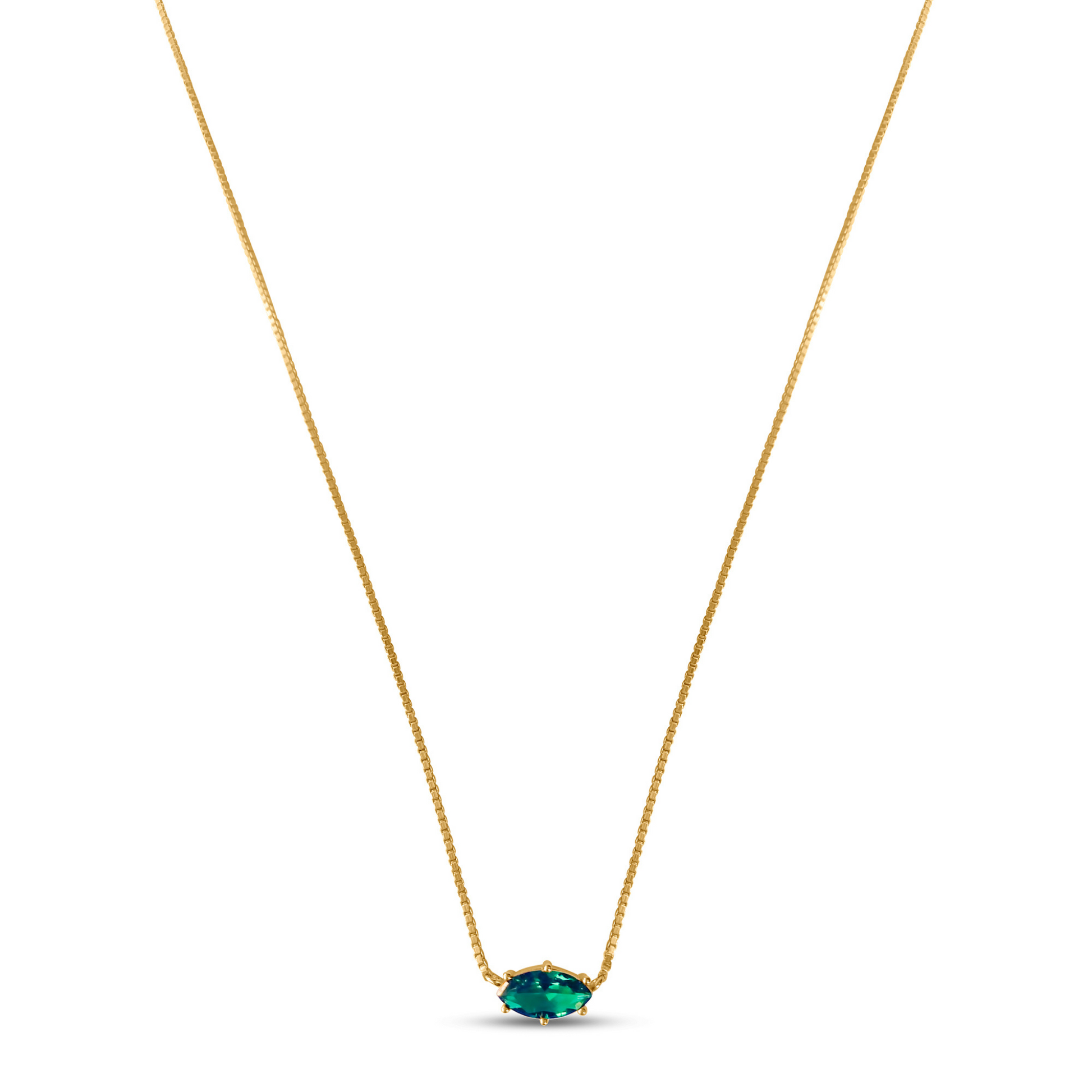 Trending Tails, Adina Green Pendant Necklace, 925 Sterling Silver and 18k Gold Plated