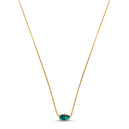 Trending Tails, Adina Green Pendant Necklace, 925 Sterling Silver and 18k Gold Plated