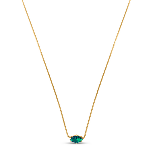 Trending Tails, Adina Green Pendant Necklace, 925 Sterling Silver and 18k Gold Plated