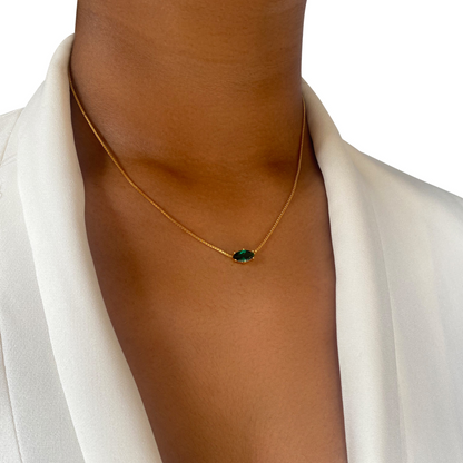 Adina Green Pendant Necklace -925 Sterling Silver Necklace with 18k Gold Plating