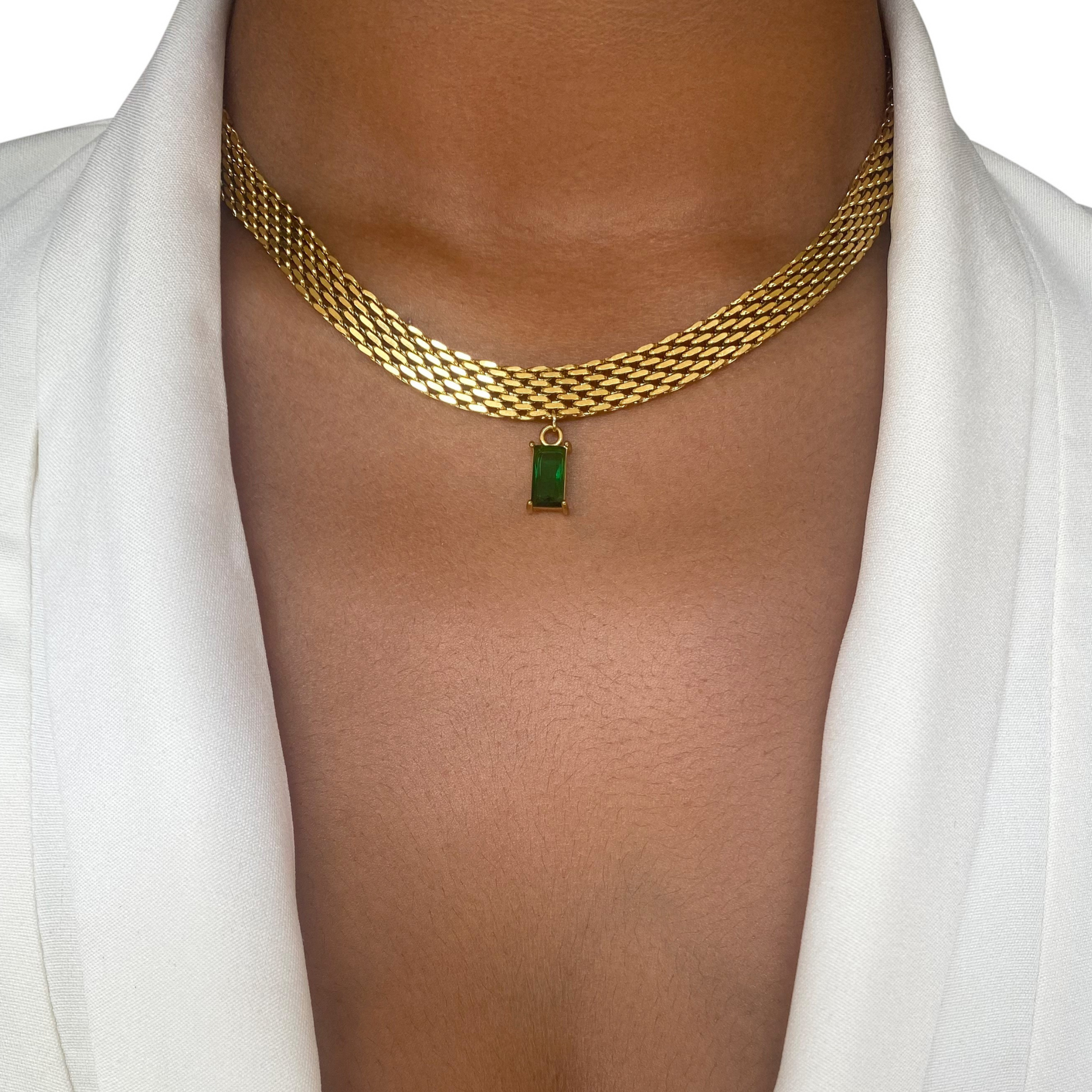 Trending Tails Solana Choker Pendant Necklace in Stainless Steele  18k Gold, Waterproof and Tarnish-Free.