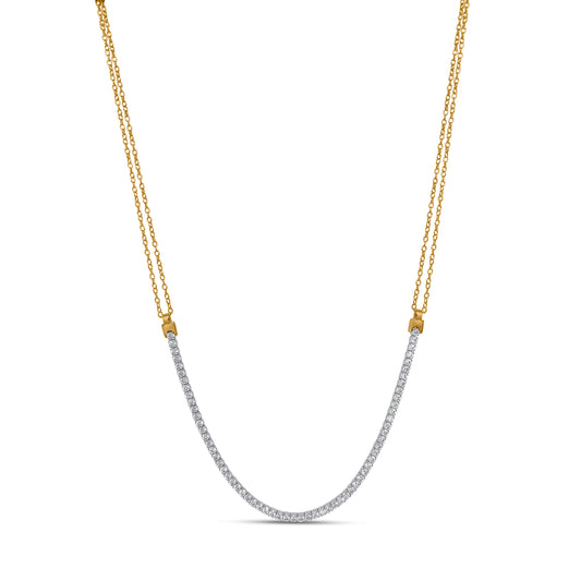 Trending Tails,Nadia Sparkling Tennis Necklace - 925 Sterling Silver with 18K Gold Plating